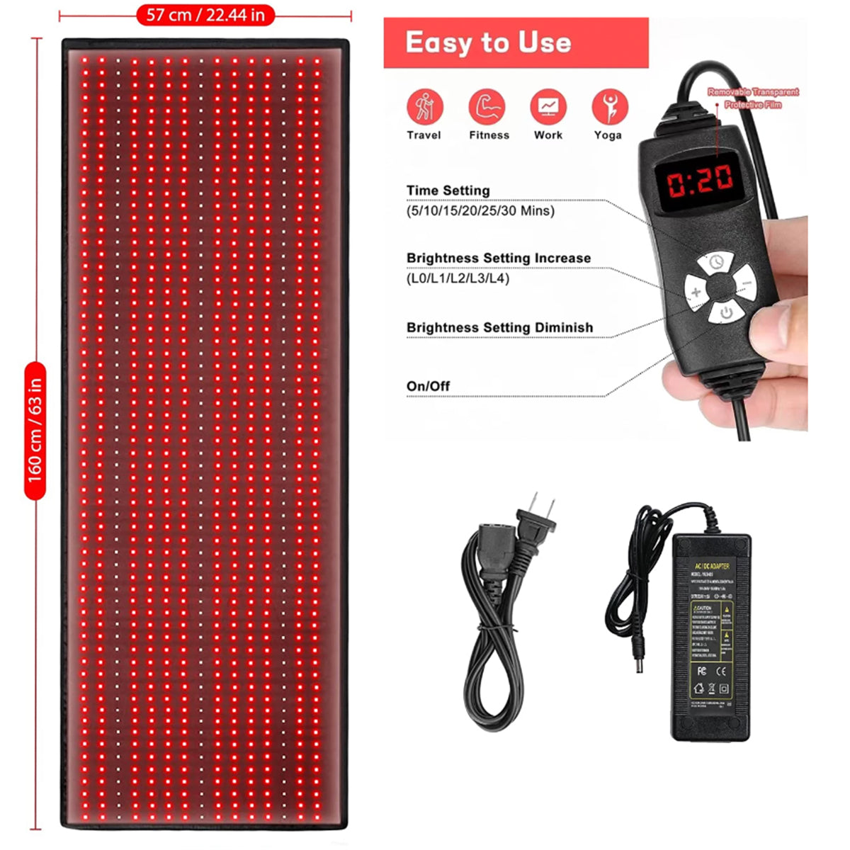 Red Light and Near-Infrared Light Therapy Mat 945pcs 5050 SMD LED - pilame